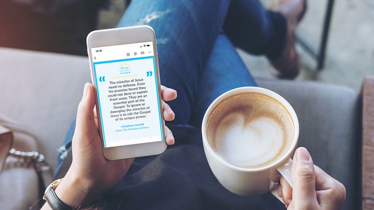 Reading Daily Catholic Wisdom on a phone